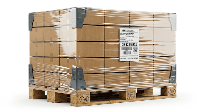 Transportsicher verpackte Europalette